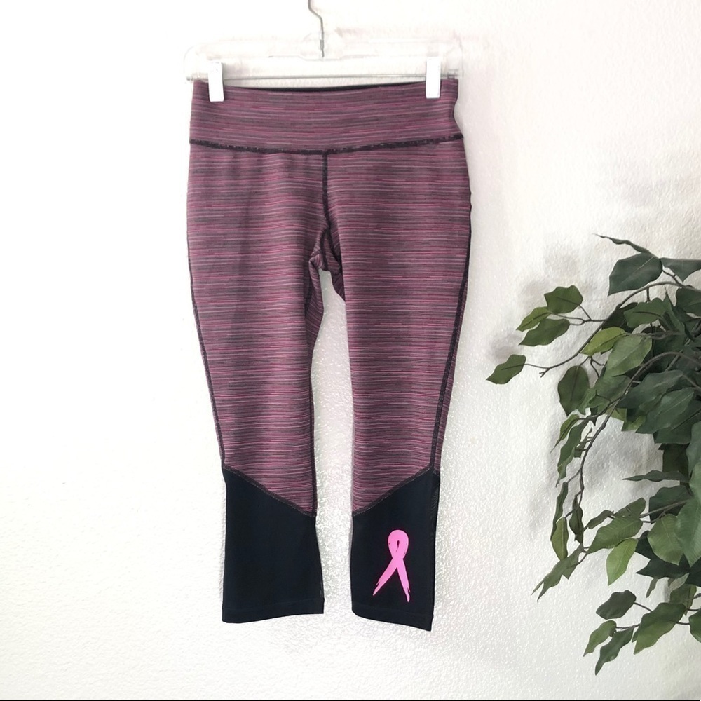 Ideology Striped Breast Cancer Cropped Leggings